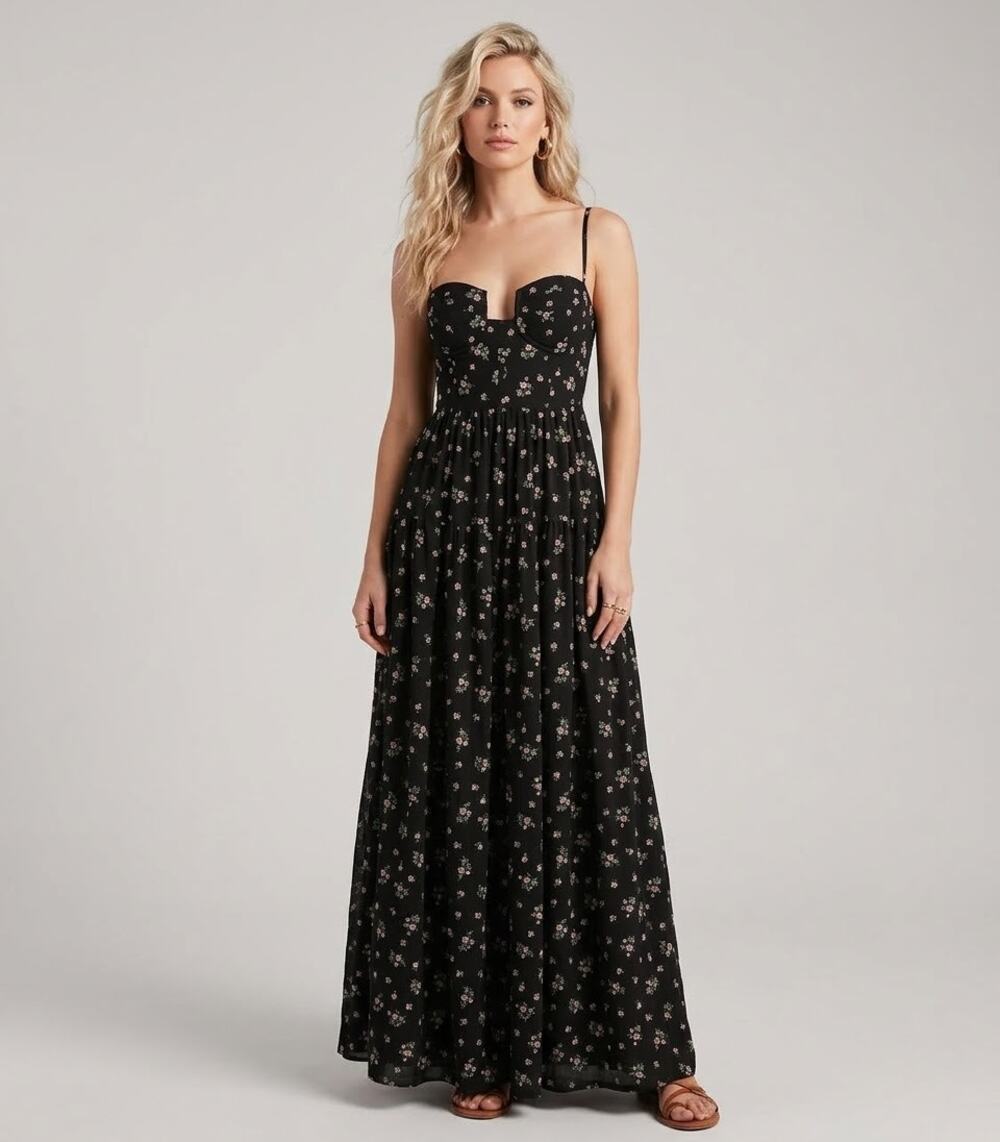 LuLus NWT Luisa Floral Bustier Cocktail Dress XS